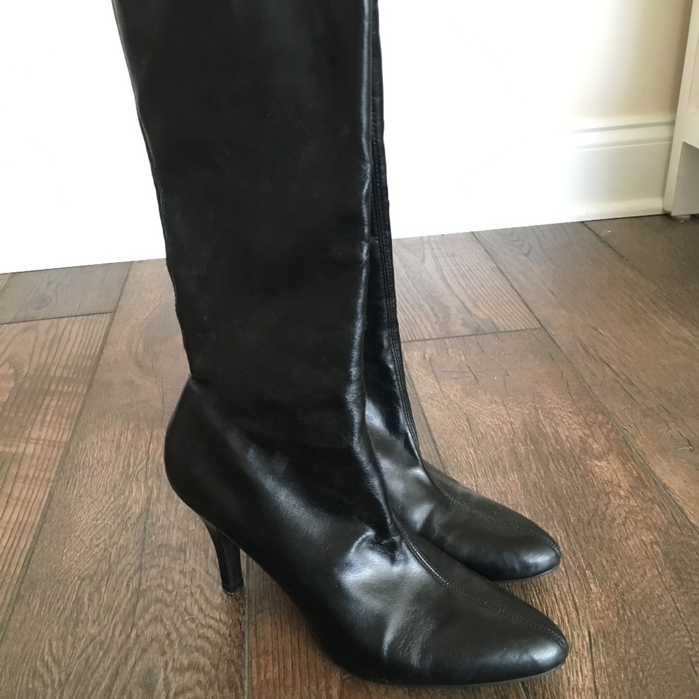 Tall Black Faux Leather Boots